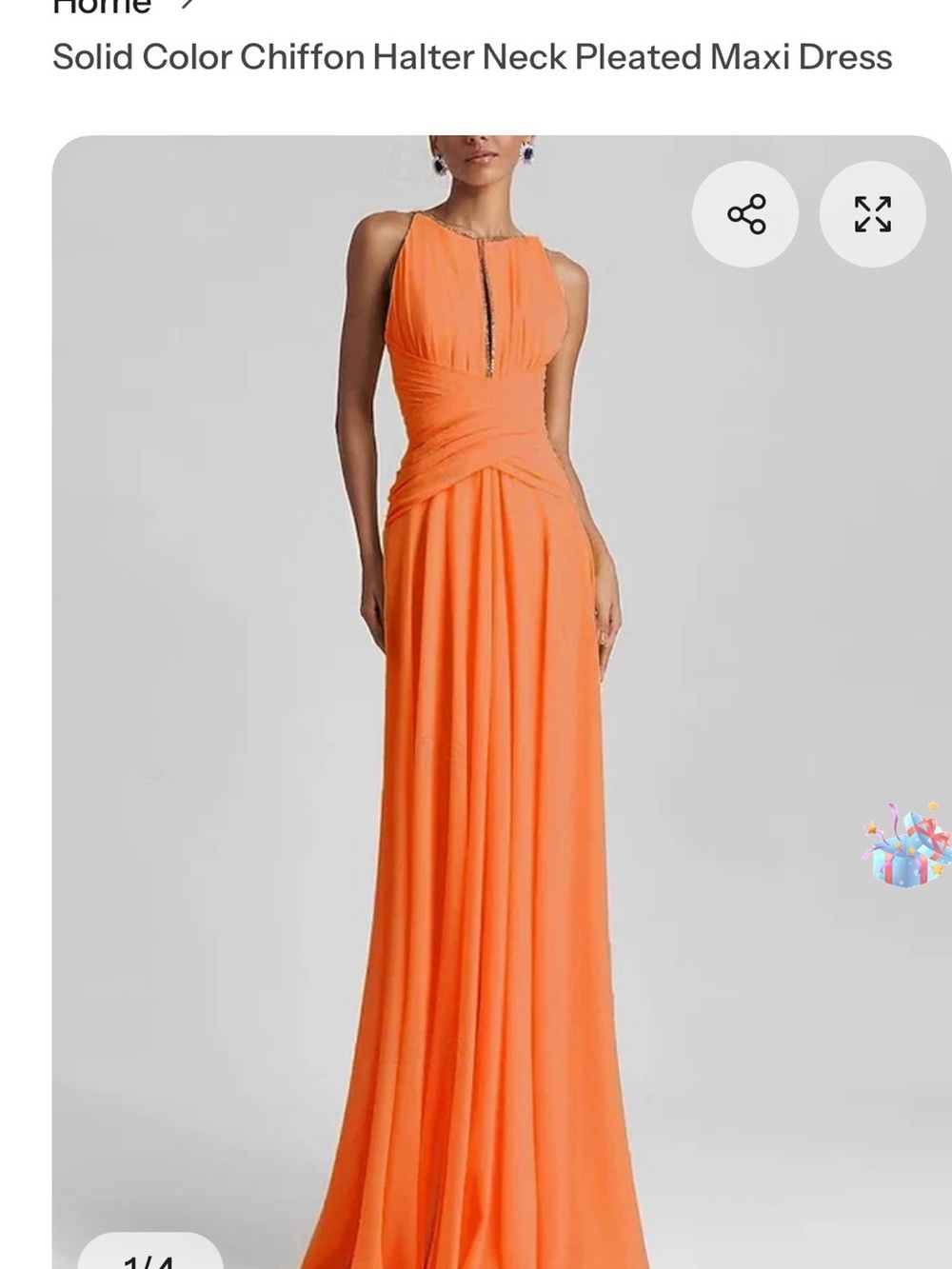 Elegant Orange Halter Maxi Dress with Crisscross Waist
